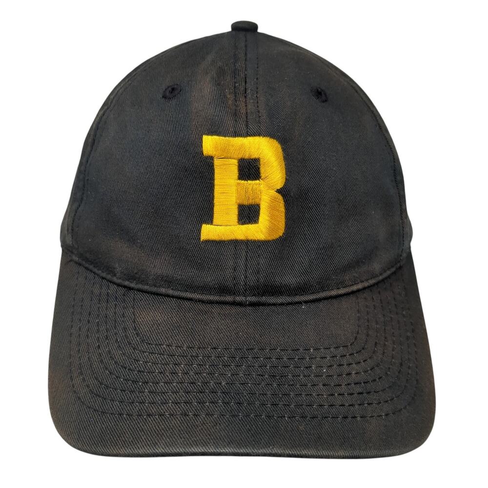 B Logo Snapback Cap Black One Size Adjustable Embroidered Vented Holes Advantage